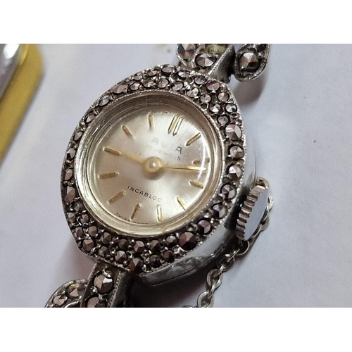 461 - 3 x Ladies Watches; Vintage 'Avia' in Sterling Silver Case Set with Stones, Manual Wind & Running, T... 