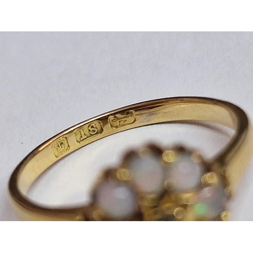 62 - Vintage 18ct Gold Ring with Diamond and 8 x Seed Pearls(?), (Approx. Size: J, 2.3g)