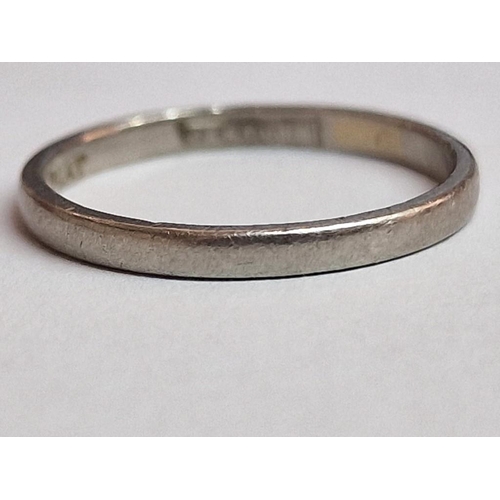 64 - Platinum Ring / Wedding Band, (Approx. Size: N, 2.4g)