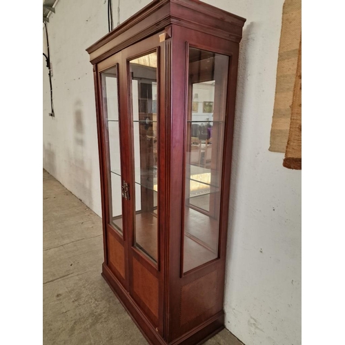 107A - Classical Style Dark Wood Display Cabinet with Mirror Back, 2 Internal Glass Shelves, (Approx. 106 x... 