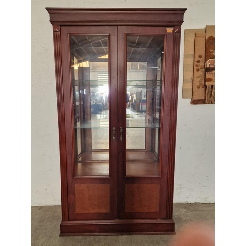 107A - Classical Style Dark Wood Display Cabinet with Mirror Back, 2 Internal Glass Shelves, (Approx. 106 x... 