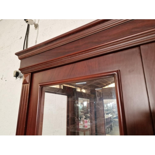 107A - Classical Style Dark Wood Display Cabinet with Mirror Back, 2 Internal Glass Shelves, (Approx. 106 x... 