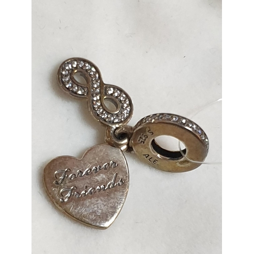 169 - Forever Friends Heart Dangle Charm / .925 Silver