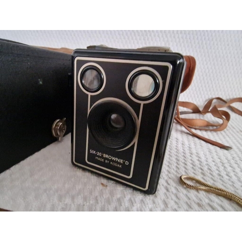 71 - Collection of Vintage Cameras and Other Items; Kodak Six-20 Brownie D and No. 2 Brownie Box Cameras,... 