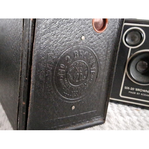 71 - Collection of Vintage Cameras and Other Items; Kodak Six-20 Brownie D and No. 2 Brownie Box Cameras,... 