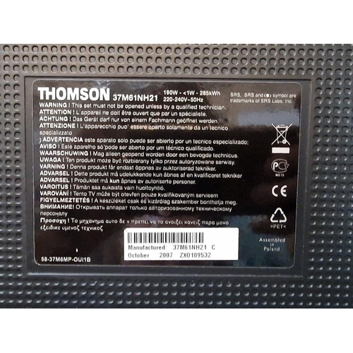 78 - Thomson 37'' Television, (Model: 37M61NH21), * Nb. No Remote, Basic Test and Turns On.