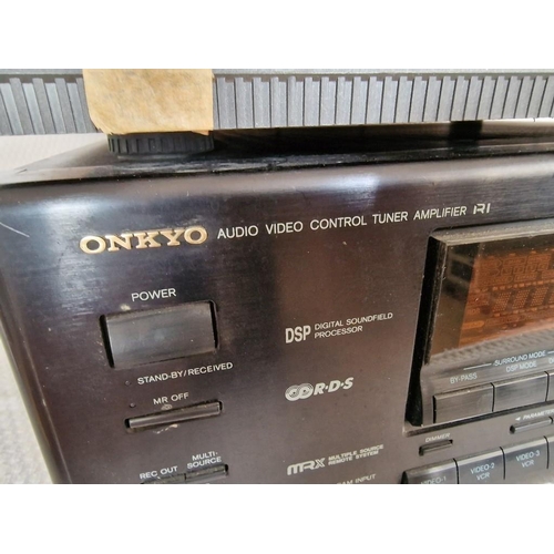 79 - ONKYO Tuner Amplifier (Model: TX-SV727R), Together with AKAI Direct Drive Turntable (Model: AP-D40C)... 