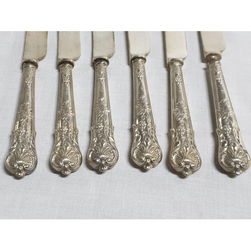 410 - Boxed Antique Silver Handled (English Hallmark) Buter / Fruit Knife Set (1 x Needs Repair) in Origin... 