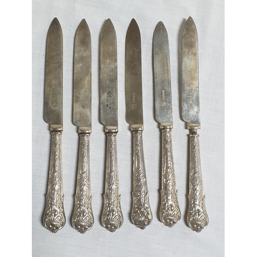 410 - Boxed Antique Silver Handled (English Hallmark) Buter / Fruit Knife Set (1 x Needs Repair) in Origin... 