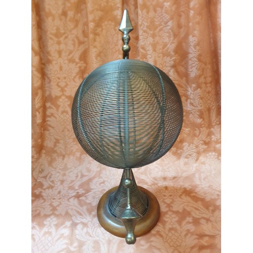 776 - Metal Armillary Spinning Metal Rid Globe Sculpture, Heavy Metal & Wire Wrapped World Globe (Easily S... 