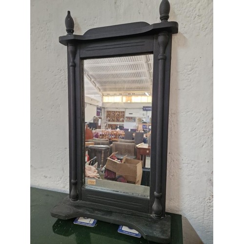 825 - Dark Grey Finish, Wall Mirror with Classical Style Surround and Lower Shelf, (Approx. 88 x 49cm)