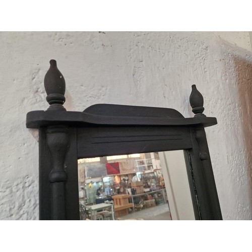 825 - Dark Grey Finish, Wall Mirror with Classical Style Surround and Lower Shelf, (Approx. 88 x 49cm)