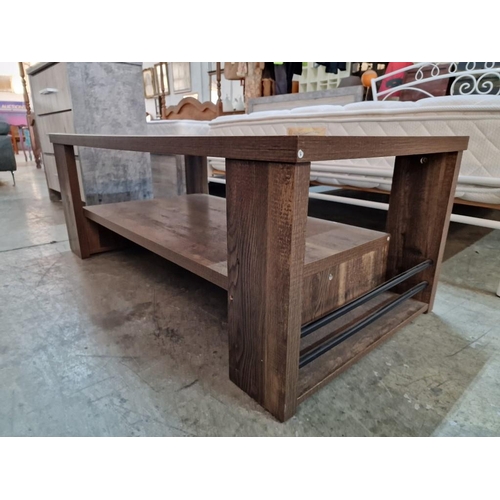 216B - Dark Wood Effect Coffee Table with Lower Shelf, (Approx. 120 x 60 x 45cm)