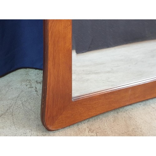 826 - Large Bevelled Mirroring Mahogany Tone Frame (H:86cm, Top & Bottom 62cm)