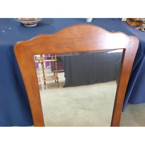 826 - Large Bevelled Mirroring Mahogany Tone Frame (H:86cm, Top & Bottom 62cm)