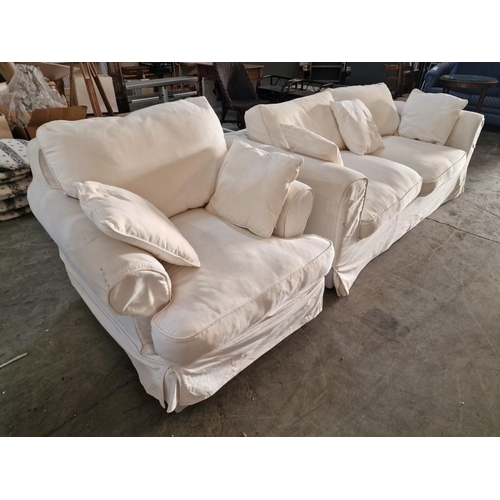 783 - Large 2-Seat Sofa with White Fabric Removable Cover and 3 x Scatter Cushions, Together with Similar ... 