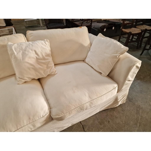 783 - Large 2-Seat Sofa with White Fabric Removable Cover and 3 x Scatter Cushions, Together with Similar ... 