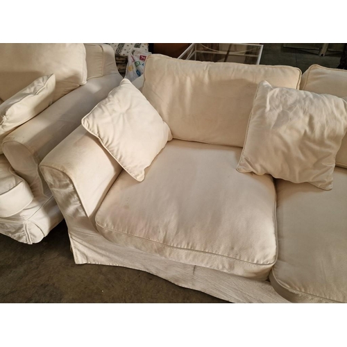 783 - Large 2-Seat Sofa with White Fabric Removable Cover and 3 x Scatter Cushions, Together with Similar ... 