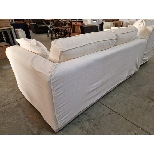 783 - Large 2-Seat Sofa with White Fabric Removable Cover and 3 x Scatter Cushions, Together with Similar ... 