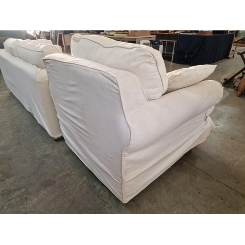 783 - Large 2-Seat Sofa with White Fabric Removable Cover and 3 x Scatter Cushions, Together with Similar ... 