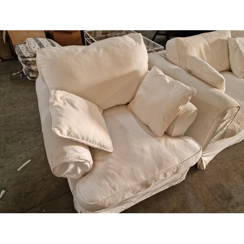 783 - Large 2-Seat Sofa with White Fabric Removable Cover and 3 x Scatter Cushions, Together with Similar ... 