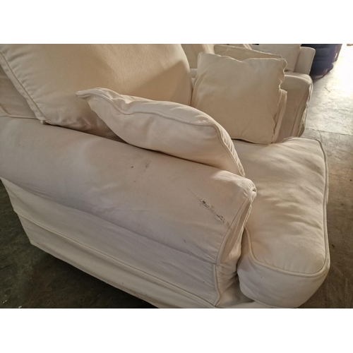 783 - Large 2-Seat Sofa with White Fabric Removable Cover and 3 x Scatter Cushions, Together with Similar ... 