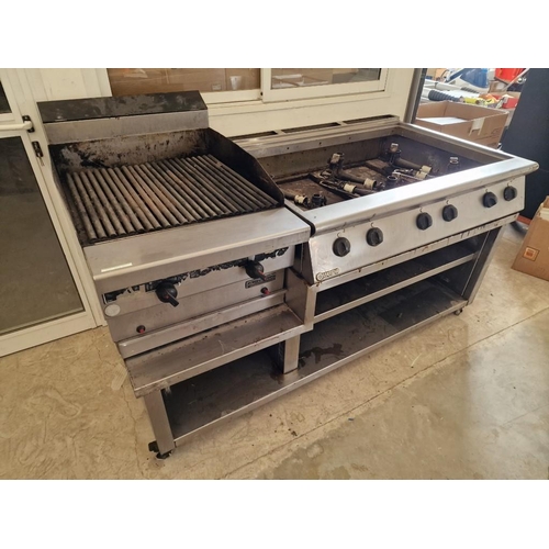 791 - Stainless Steel Commercial Garland Charcoal Grill / Griddle, Together with Mareno 6 Ring / Burner Ho... 