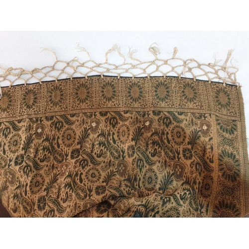 385 - 3 x Oriental Large Cotton and Hand Decorated Shawl / Scarf in Earth Colours (90 x 190cm each)