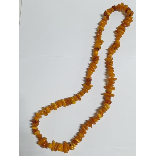 66 - Egg Yolk Amber Necklace (Butterscotch Different Shape and Size Beads), (L;86cm)