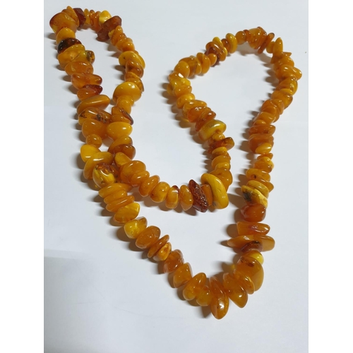 66 - Egg Yolk Amber Necklace (Butterscotch Different Shape and Size Beads), (L;86cm)