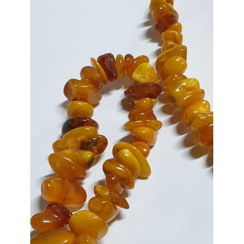 66 - Egg Yolk Amber Necklace (Butterscotch Different Shape and Size Beads), (L;86cm)