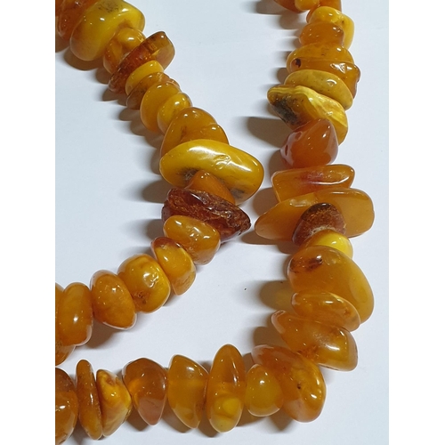 66 - Egg Yolk Amber Necklace (Butterscotch Different Shape and Size Beads), (L;86cm)