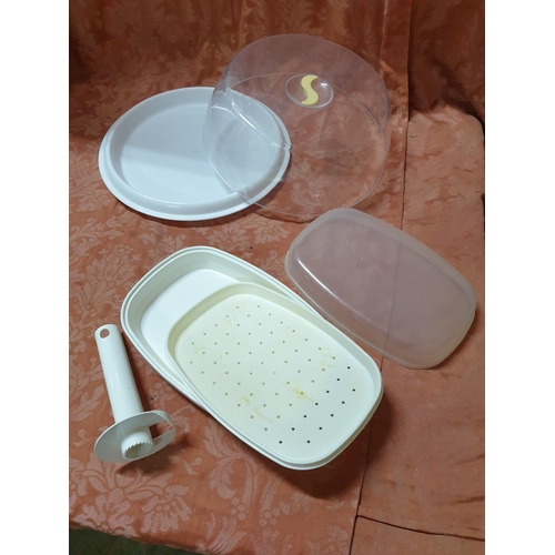 741 - Assorted Kitchen Items; Quantity of Baking Moulds, Snack Dishes, Retro Hand Mixer Cake Holder, Large... 