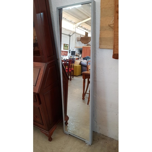 758 - Back Standing Tall Full Length Mirror with Grey Frame (43 x 160 x 5cm)