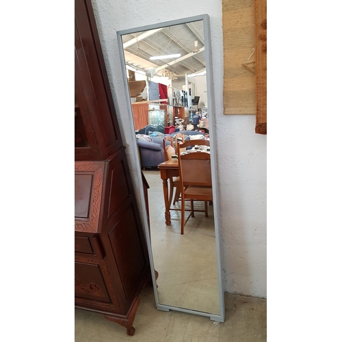 758 - Back Standing Tall Full Length Mirror with Grey Frame (43 x 160 x 5cm)