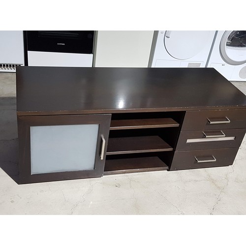 767 - Dark Brown, 3- Shelfs, 3 - Drawers with Glass 5 - Door Modern TV Unit (55 x 140 x 51cm)