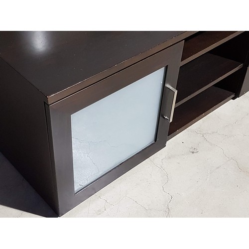 767 - Dark Brown, 3- Shelfs, 3 - Drawers with Glass 5 - Door Modern TV Unit (55 x 140 x 51cm)