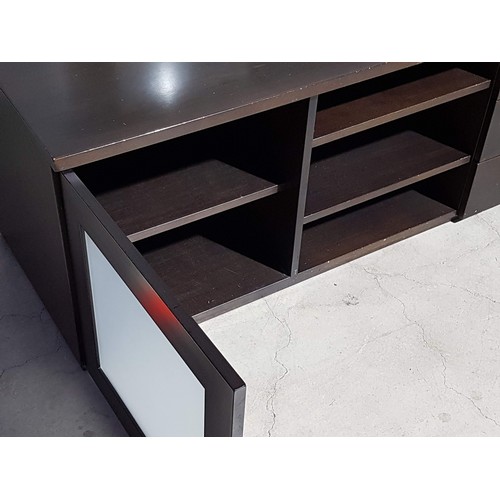 767 - Dark Brown, 3- Shelfs, 3 - Drawers with Glass 5 - Door Modern TV Unit (55 x 140 x 51cm)