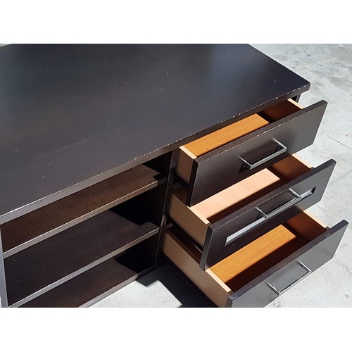 767 - Dark Brown, 3- Shelfs, 3 - Drawers with Glass 5 - Door Modern TV Unit (55 x 140 x 51cm)