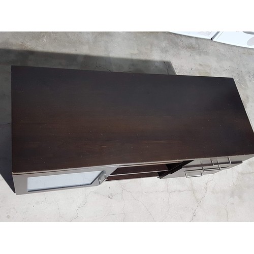 767 - Dark Brown, 3- Shelfs, 3 - Drawers with Glass 5 - Door Modern TV Unit (55 x 140 x 51cm)