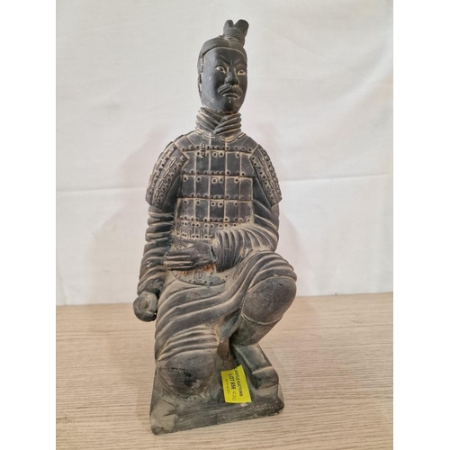 656 - Terracotta Warrior Vintage Style Qin Dynasty Kneeling Archer Warrior Statue (H:35cm)