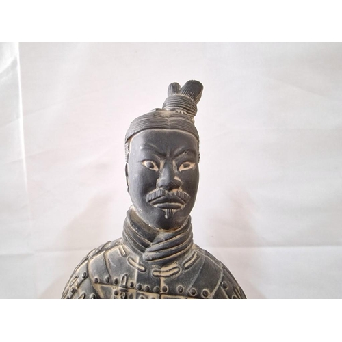 656 - Terracotta Warrior Vintage Style Qin Dynasty Kneeling Archer Warrior Statue (H:35cm)