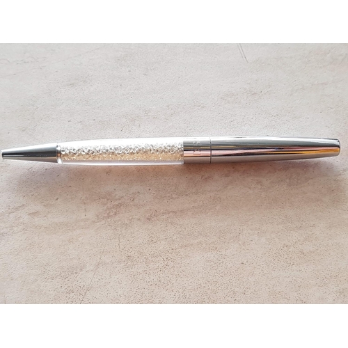 40 - Silver Finish Pen Features a Unique Crystal Body in White Tone Ballpoint Pen (Swarovski) Together wi... 