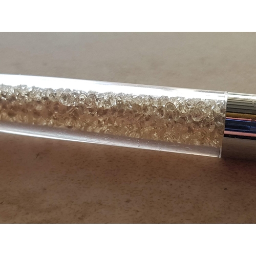 40 - Silver Finish Pen Features a Unique Crystal Body in White Tone Ballpoint Pen (Swarovski) Together wi... 