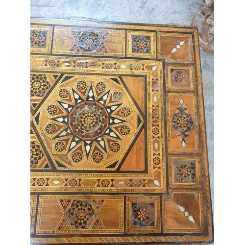 173 - Oriental Inlaid Games Table (74 x 37 - 73cm x 81cm) with Addimonal Games Board (54 x 27 - 54cm) Top ... 