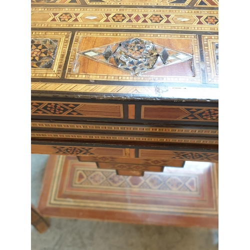 173 - Oriental Inlaid Games Table (74 x 37 - 73cm x 81cm) with Addimonal Games Board (54 x 27 - 54cm) Top ... 