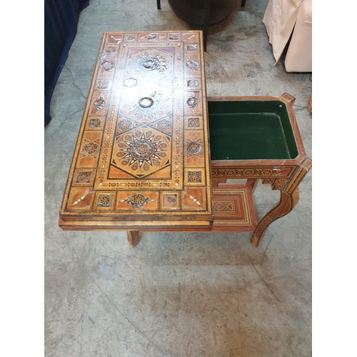 173 - Oriental Inlaid Games Table (74 x 37 - 73cm x 81cm) with Addimonal Games Board (54 x 27 - 54cm) Top ... 