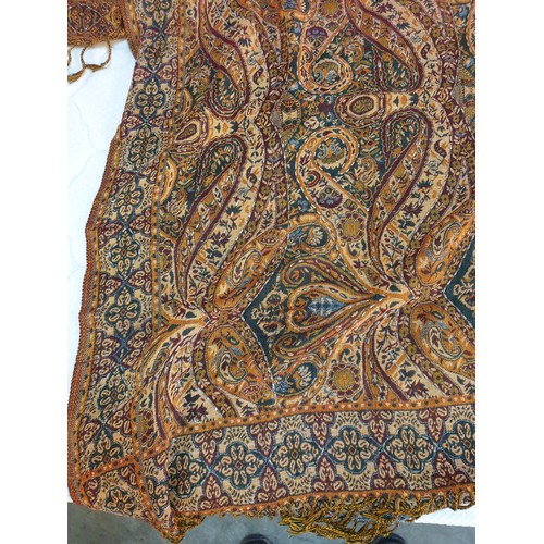 379 - 3 x Oriental Pattern - Earth Colour Cotton and Hand Decore Large Shawls / Scarfs (64 x 200cm each)