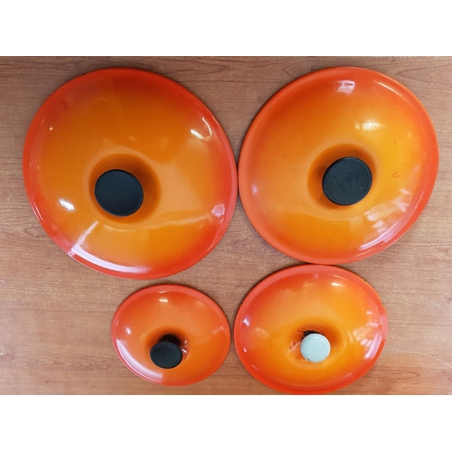 1 - Le Creuset Pan Set with Wooden Hanging Rack (5 x Orange Saucepan and 4 x Lids), (1 x A/F)