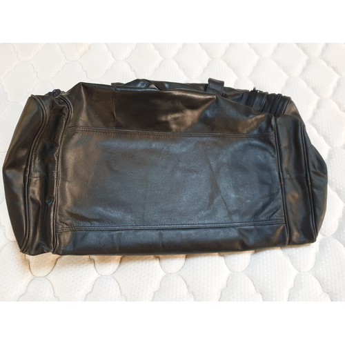 386 - Large Black Leather Travel Bag